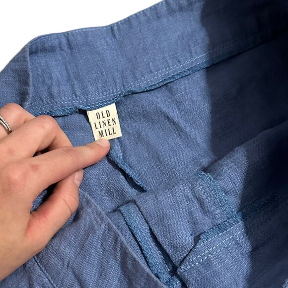 Old Linen Mill Classic High Waist Pants in Ocean Blue - Picture 4 of 7